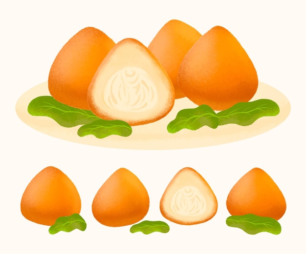 Vector gratuito ilustraciones de coxinhas hand drawn