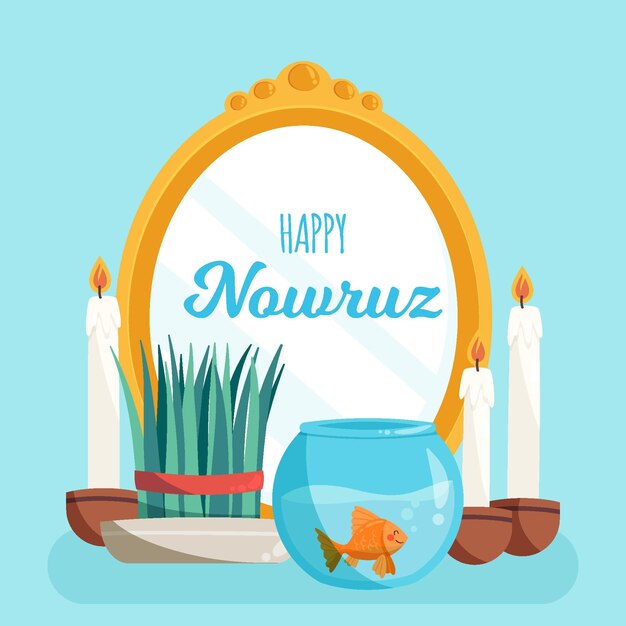 Ilustraciones dibujadas a mano happy nowruz