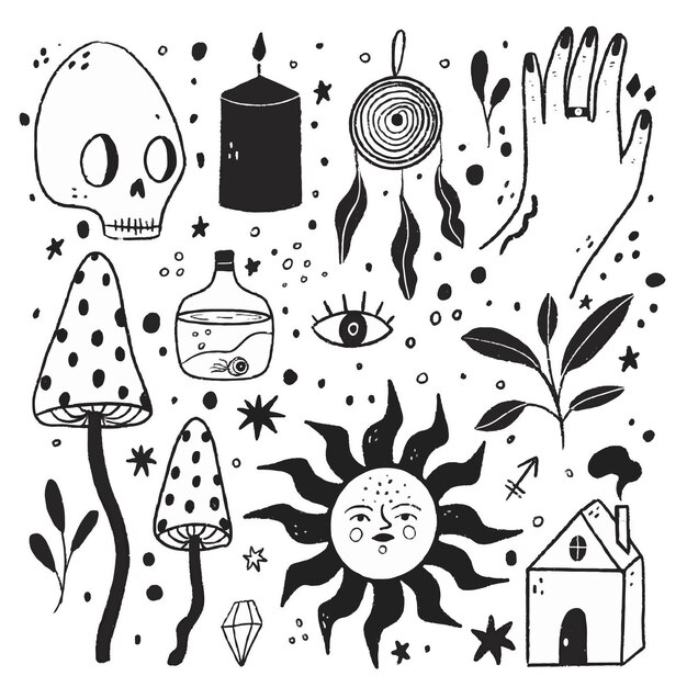 Ilustraciones incoloras en diseño plano