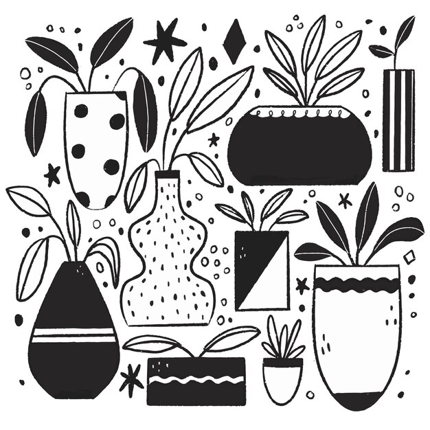Ilustraciones incoloras en diseño plano