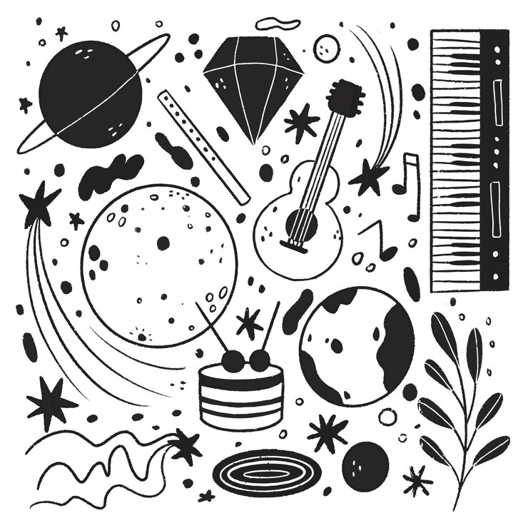 Ilustraciones incoloras en diseño plano