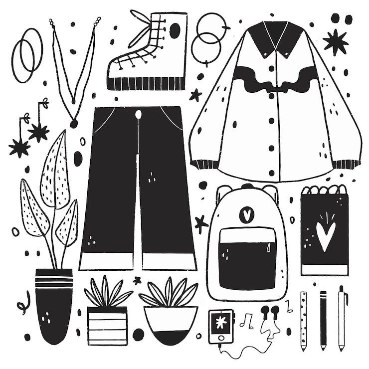 Ilustraciones incoloras en diseño plano