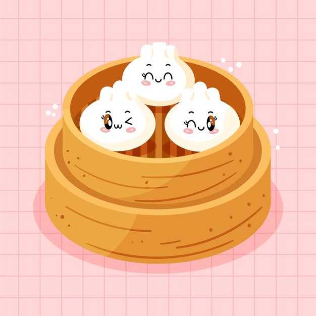 Ilustraciones kawaii planas dibujadas a mano