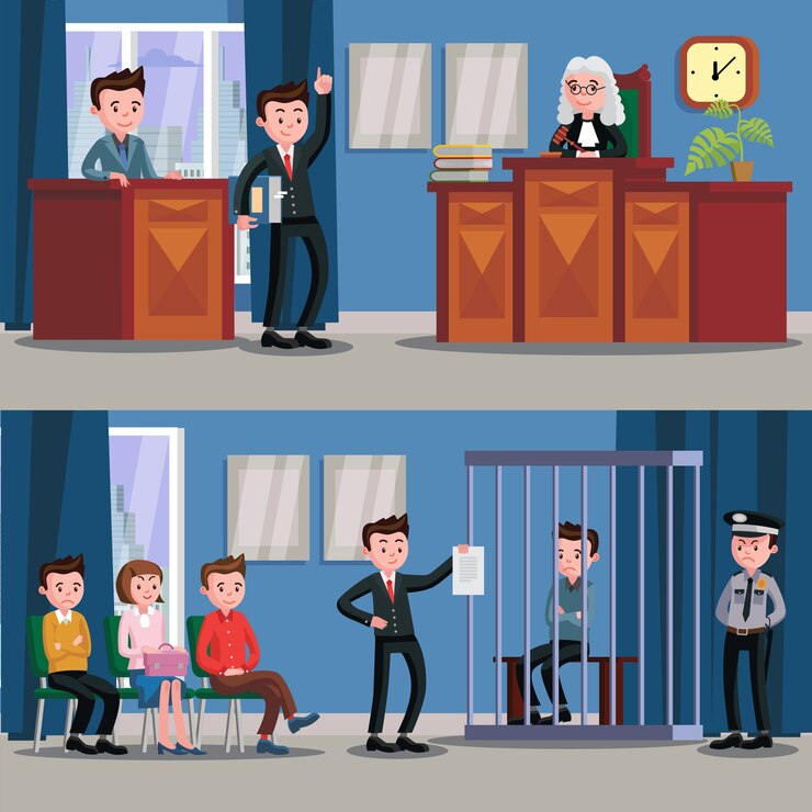Vector gratuito ilustraciones de law system horizontal