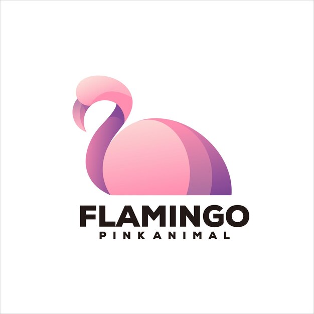 Ilustraciones de logotipo de diseño degradado de flamenco