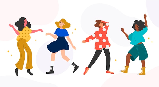 Vector gratuito ilustraciones de personas bailando a mano