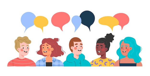 Ilustraciones de personas hablando a mano