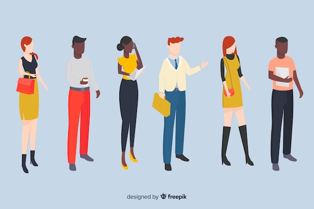 Vector gratuito ilustraciones de personas de negocios isométrica