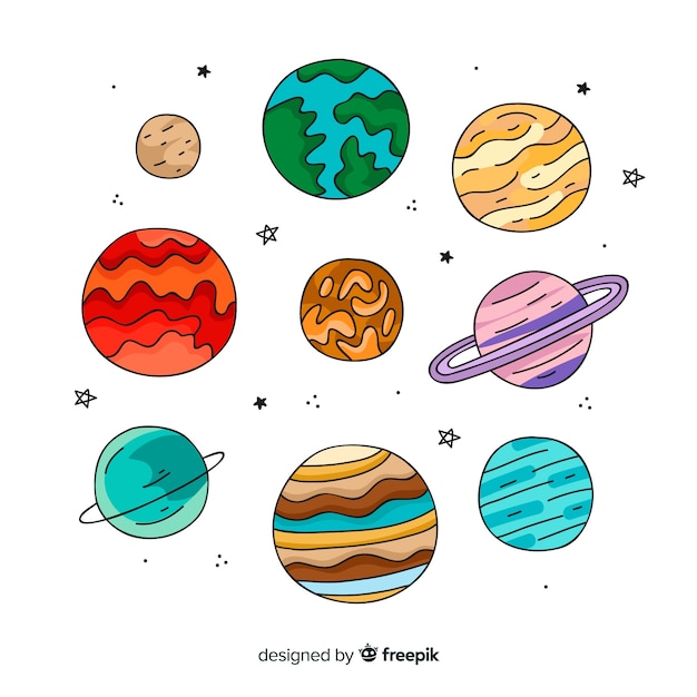 Ilustraciones de planetas del sistema solar.