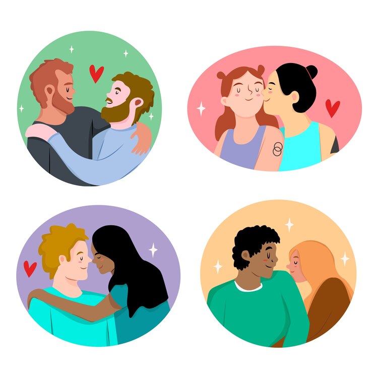 Vector gratuito ilustrado hermoso paquete de pareja de san valentín