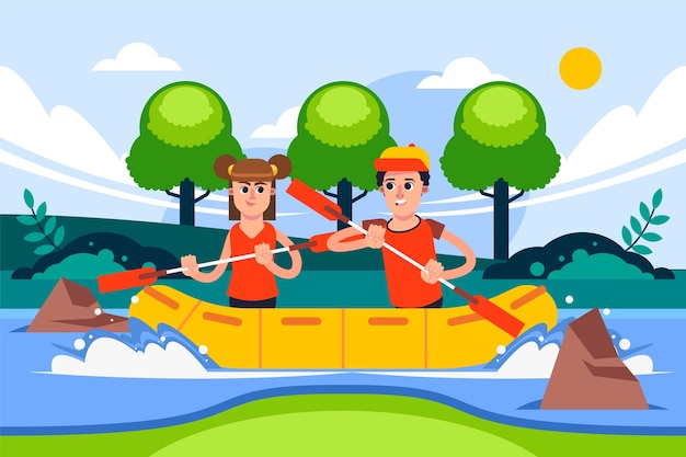 Ilustrador de rafting dibujado a mano