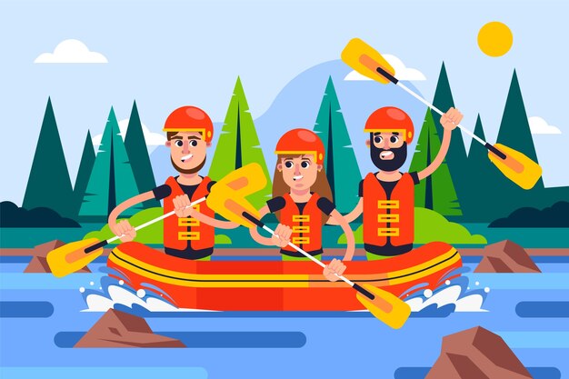 Ilustrador de rafting dibujado a mano