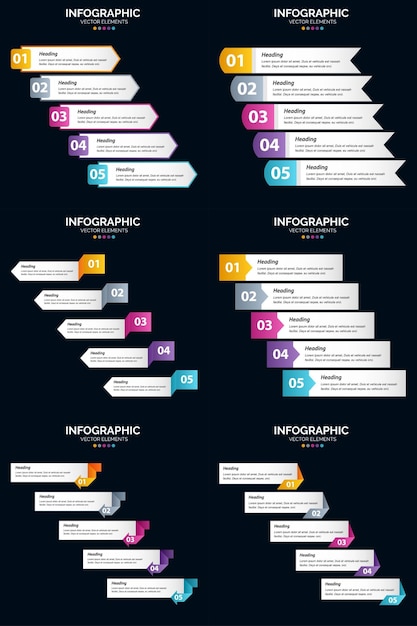 Vector gratuito ilustre ideas complejas con vector 6 infographics pack y diagramas de ciclo