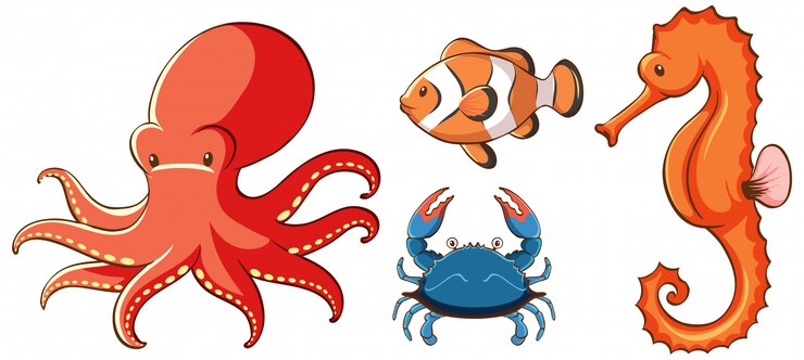 Vector gratuito imagen aislada de criaturas marinas
