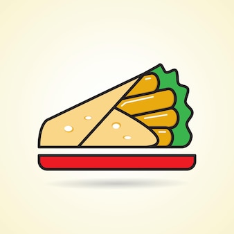 Imagen de icono de burrito o kebab plano simple