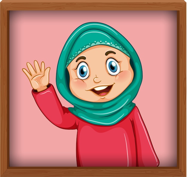 Imagen linda chica musulmana en marco de fotos