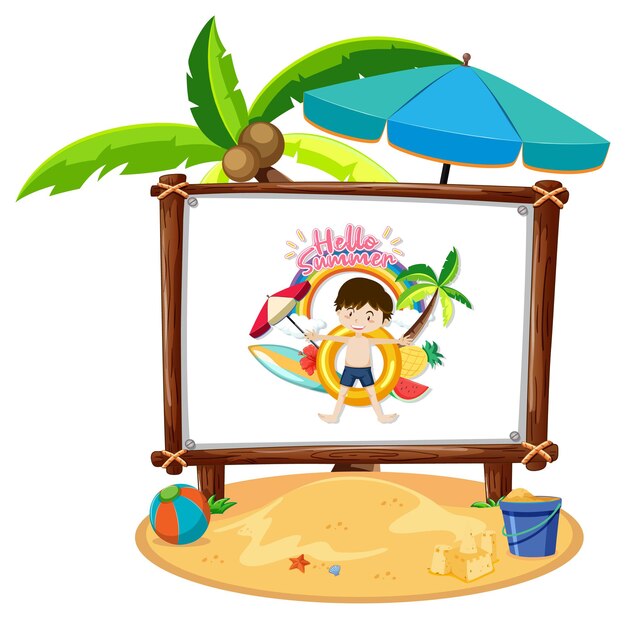 Imagen de niño en la escena de la playa aislada