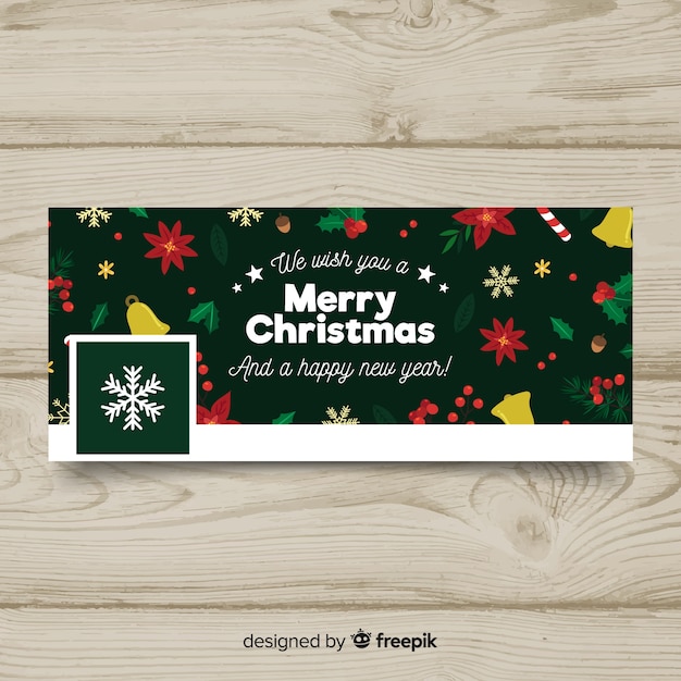 Imagen de portada realista de facebook con diseño de navidad
