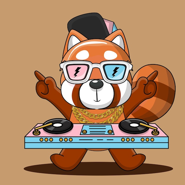 Imagen de vector de diseño vintage retro panda rojo