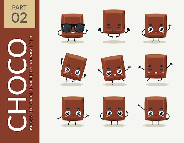 Vector gratuito imágenes de dibujos animados de chocolate. colocar.