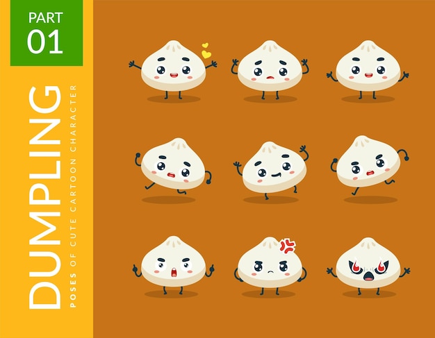 Vector gratuito imágenes de la mascota de cute dumpling. colocar.