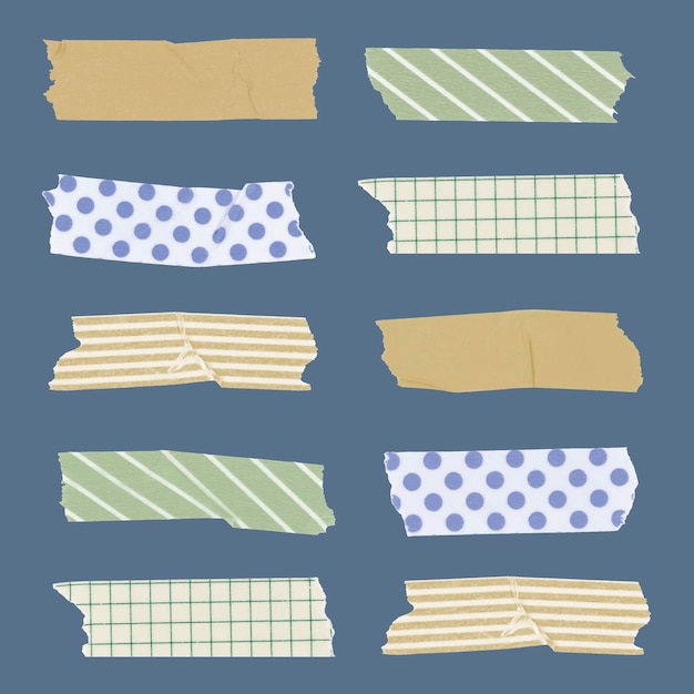 Imágenes prediseñadas de cinta washi de lunares, colección de vectores de patrón verde
