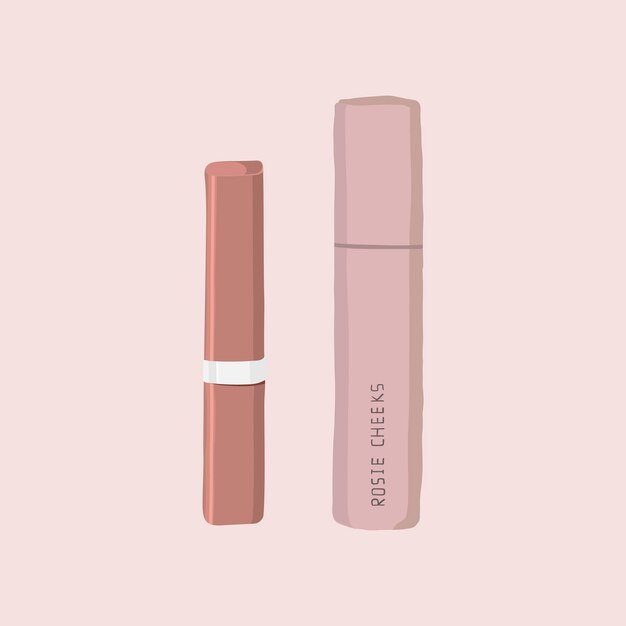 Imágenes prediseñadas de lápiz labial estético, cosméticos para mujeres en vector de diseño femenino