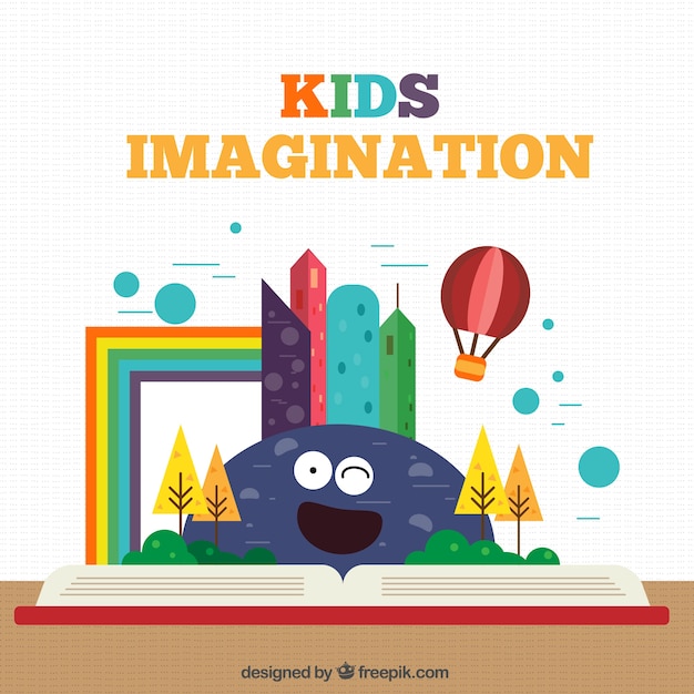 Vector gratuito imaginación de los niños colorida