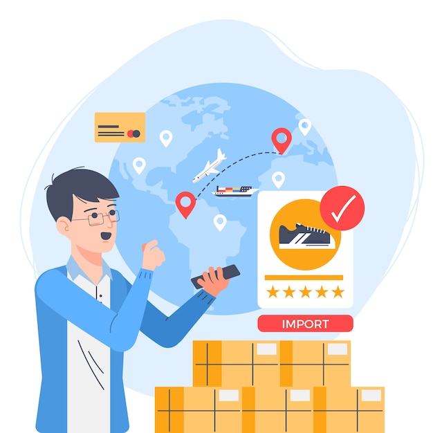 Importación internacional dibujada a mano