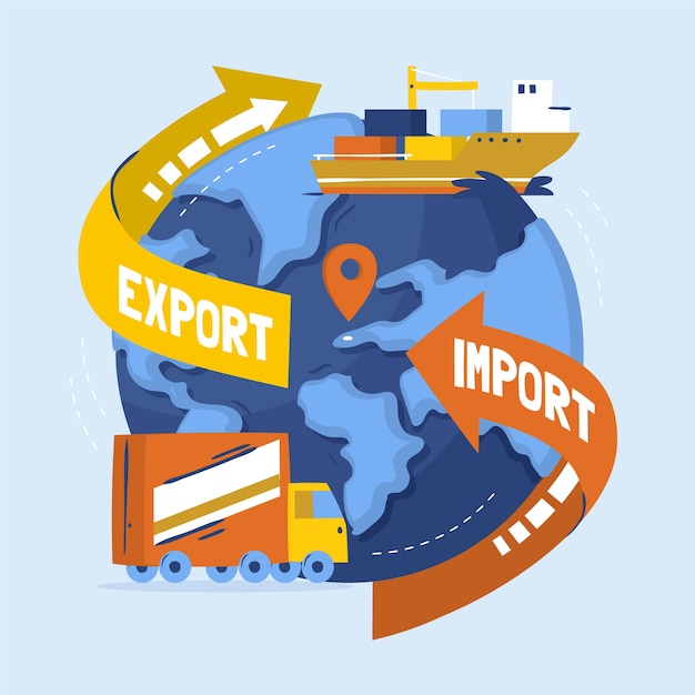 Importar y exportar infografía dibujada a mano.