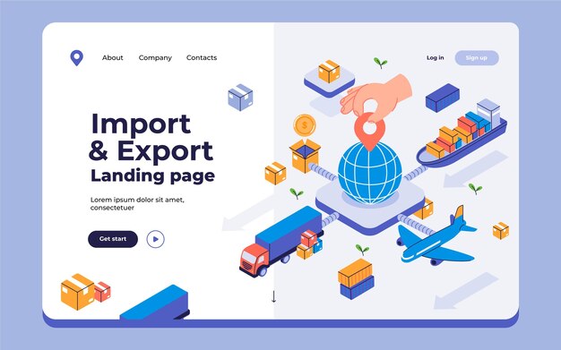 Importar y exportar la página de inicio de diseño plano