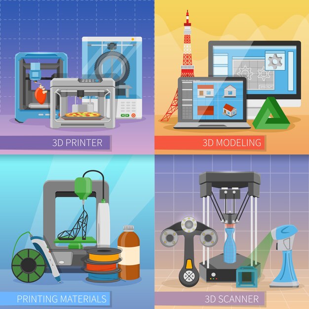 Impresión 3D 2x2 Concepto de diseño.