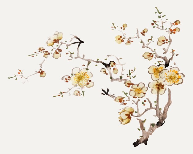 Impresión de arte botánico de vector de flor, remezclada de obras de arte de Hu Zhengyan