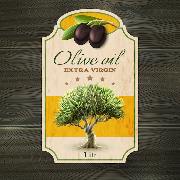 Vector gratuito impresión de la etiqueta de aceite de oliva