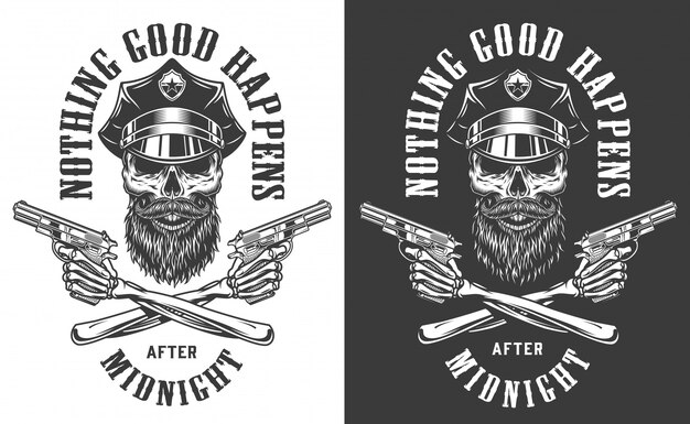 Impresión monocromática policial vintage