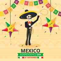 Vector gratuito independencia de méxico con esqueleto