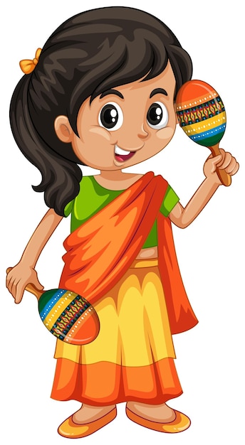 India chica con dos maracas