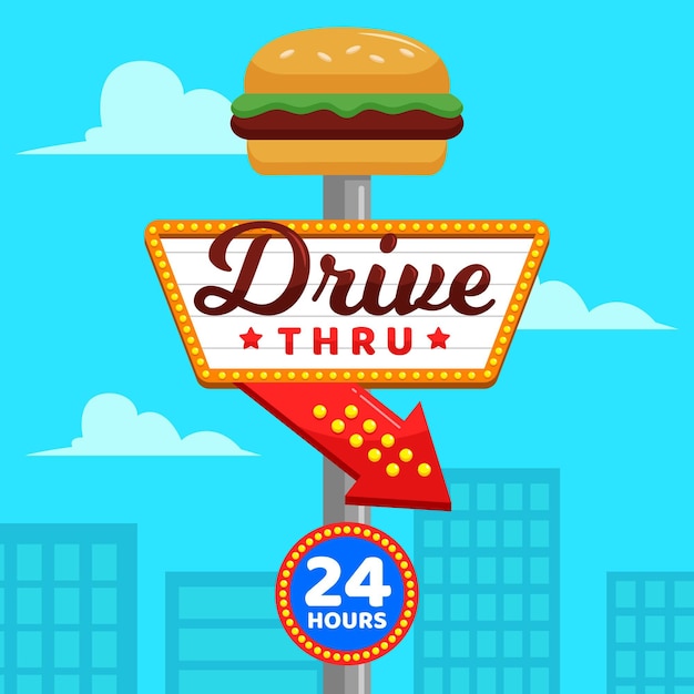 Vector gratuito indicador drive thru