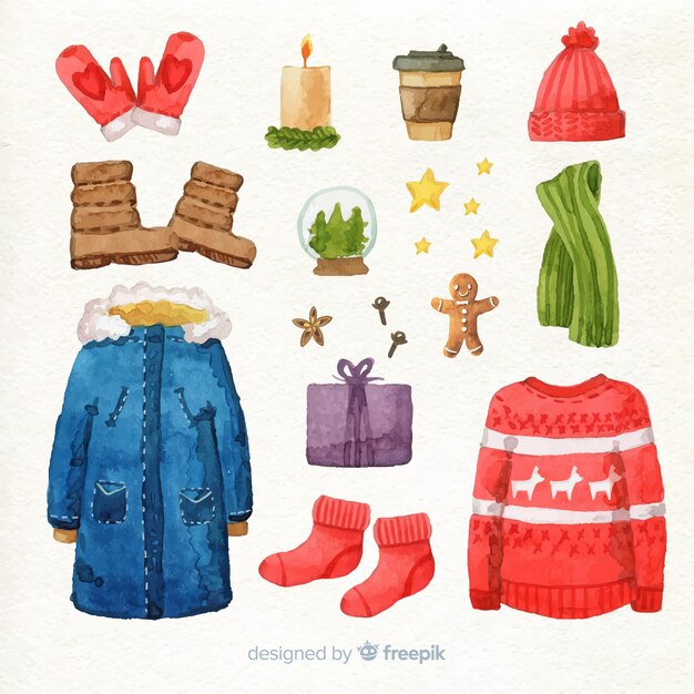 Indumentaria de invierno y decoraciones navideñas