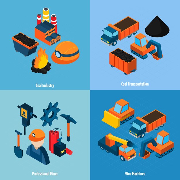 Industria del carbón isométrica