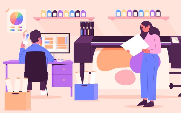 Industria de impresión de diseño plano orgánico
