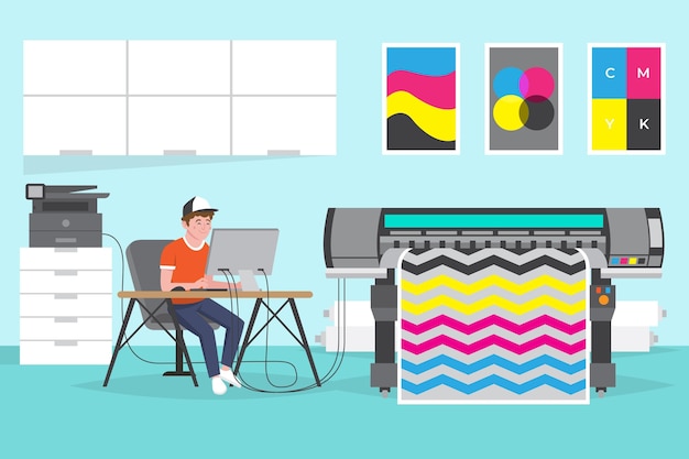 Industria de la impresión de diseño plano