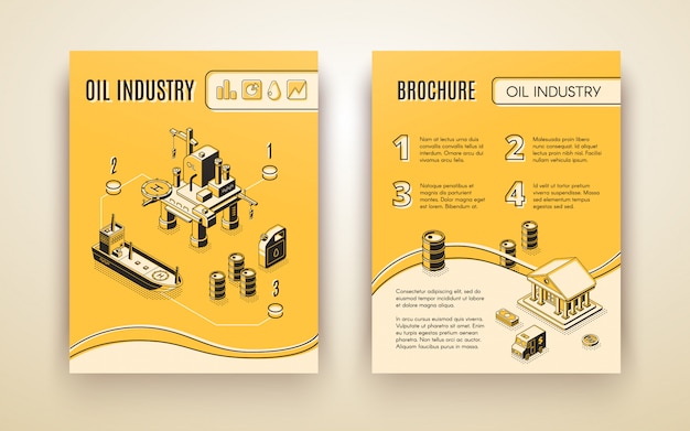 Industria del petróleo, folleto de la compañía de producción de petróleo, cubierta del informe anual