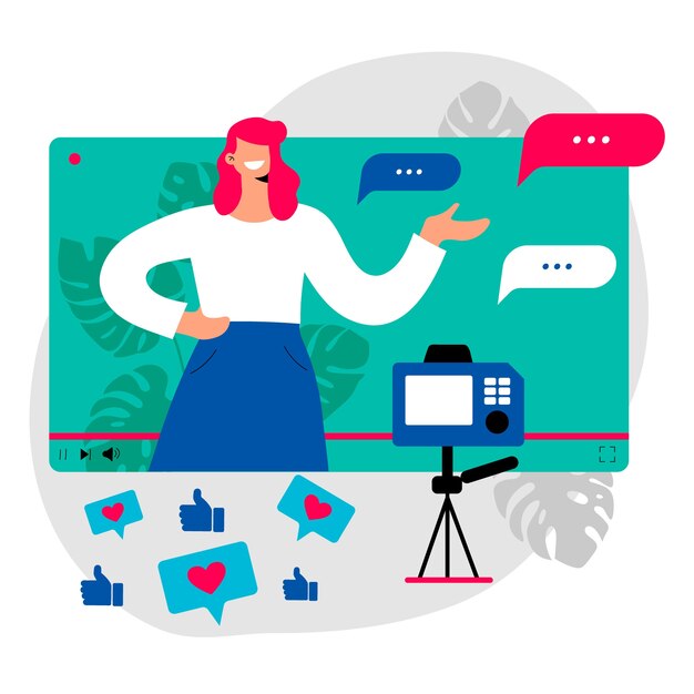 Influencer grabando nueva ilustración de video