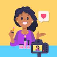 Vector gratuito influencer grabando nueva ilustración de video