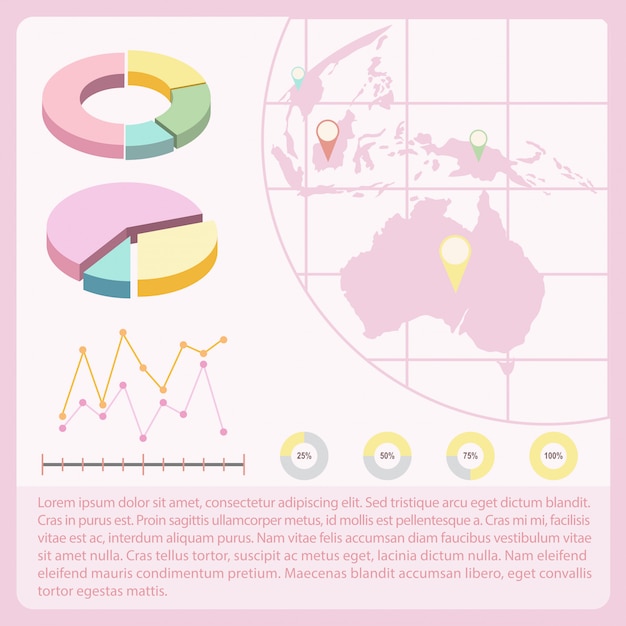 Vector gratuito un infochart con un mapa.