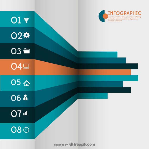 Infografía 3D con etiquetas de colores
