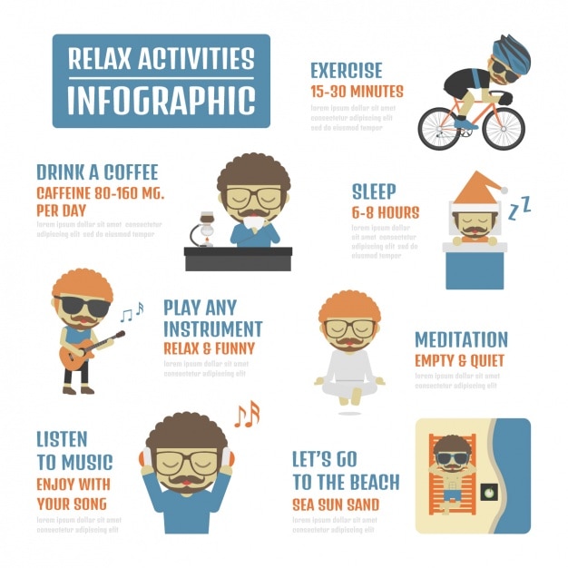 Vector gratuito infografía de actividades de relax