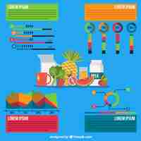 Vector gratuito infografía de alimentos sobre un fondo azul