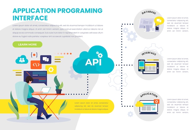Infografía de api de diseño plano dibujado a mano